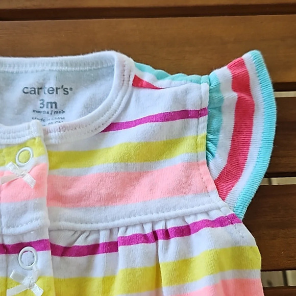 Carter's Striped Baby Girl Romper 3M - Picture 2 of 10